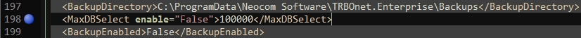MaxDBSelect configuration line