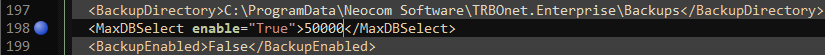 MaxDBSelect configuration line