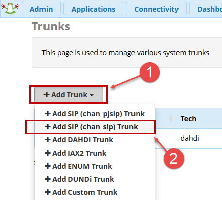 sip trunk setup trix box setup