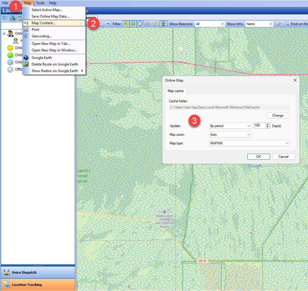 Map content settings