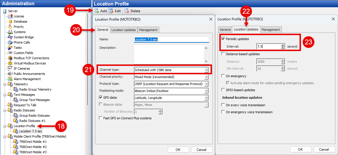 EGPS profile in TRBOnet