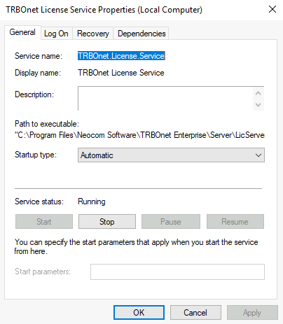 Service name field in service properties
