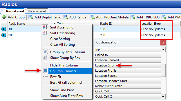 Column Chooser in TRBOnet