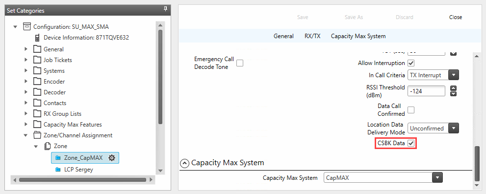 Radio subscriber configuration - enabling CSBK Data