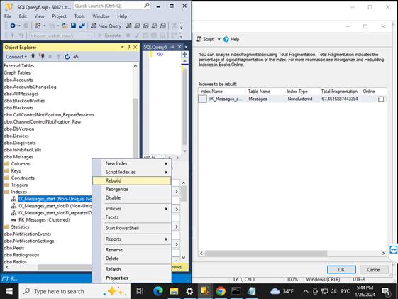 Rebuild index dialog in SSMS